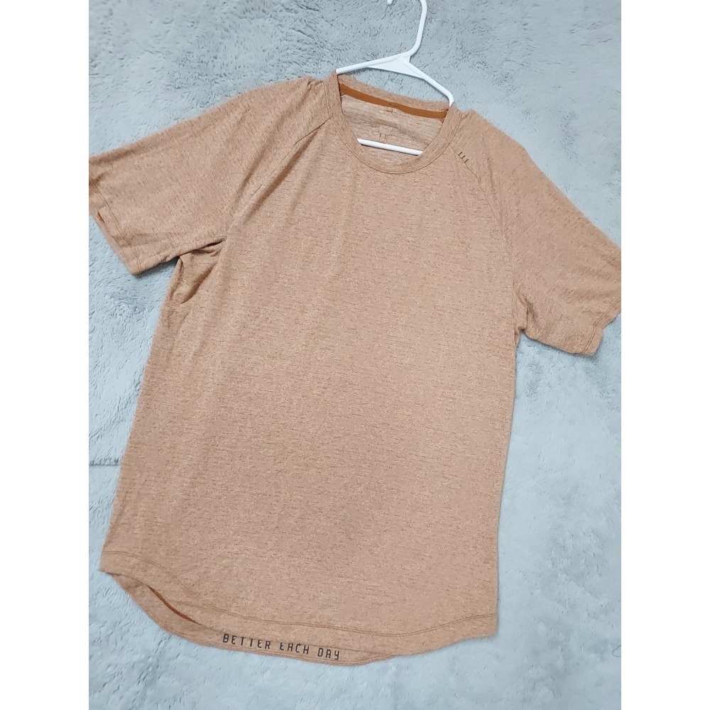 Lululemon Shirt Mens Large Dry Sense Short Sleeve Better Each Day Orang Taining